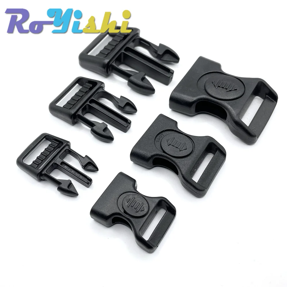 Hebilla de liberación lateral curvada de plástico, 2 uds., 16/20/26mm, con cerradura para pulsera de paracaídas, accesorios para equipaje y mochila - imagen 4