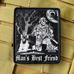 Insignia de moral de mejor amigo para hombre, parche táctico con estampado de calavera, soldado, perro, pegatina para mochila militar con gancho y bucle
