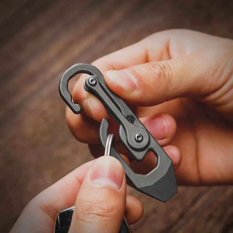 KU04-Llavero multifuncional de titanio, barra de palanca de liberación rápida EDC para exteriores - imagen 5