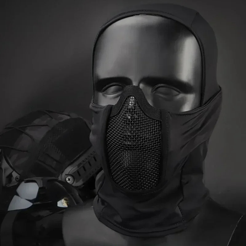 ERQYGRA-mascarilla táctica para caza y ciclismo, casco protector de seguridad, gorra deportiva, malla de acero, Paintball, equipo de tiro CS al aire libre - imagen 4