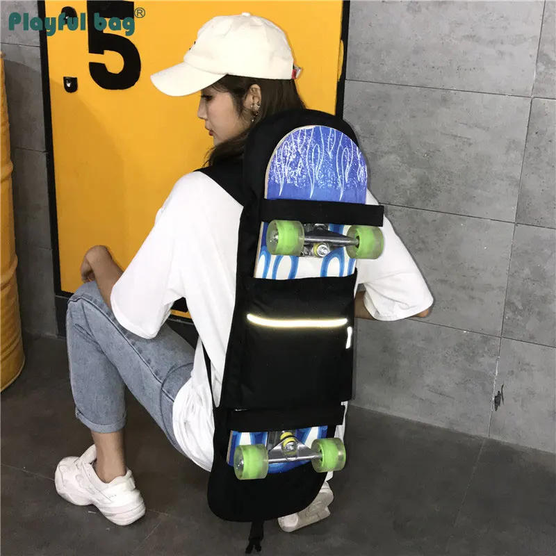 Bolsa para monopatín, Mochila deportiva ligera, reflectante, doble balancín, bolsa para Longboard, resistente al desgaste AMB272 - imagen 5