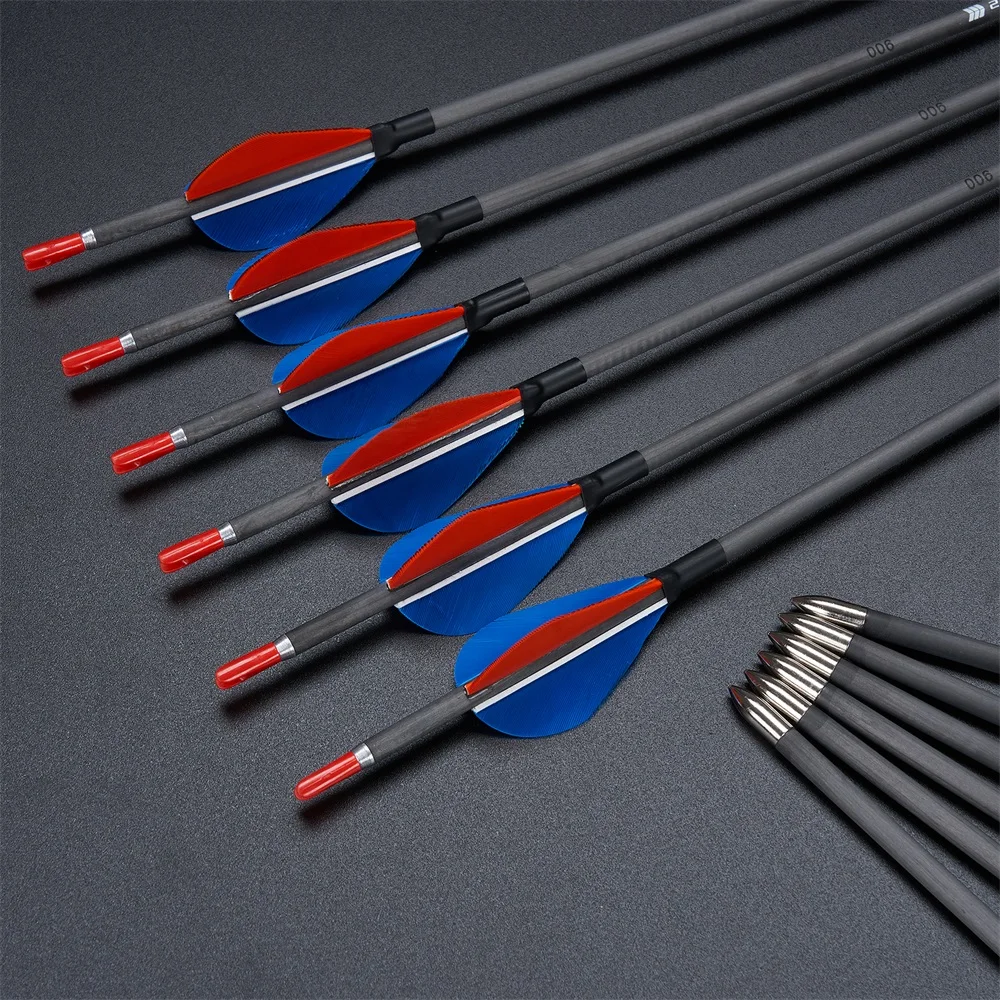Flechas de carbono para tiro con arco, plumas de pavo - imagen 3