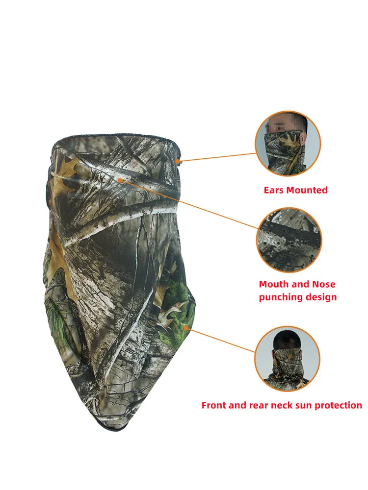 Mascarilla de camuflaje de seda de hielo para hombre y mujer, protector solar para el cuello y la oreja, transpirable, para verano - imagen 4