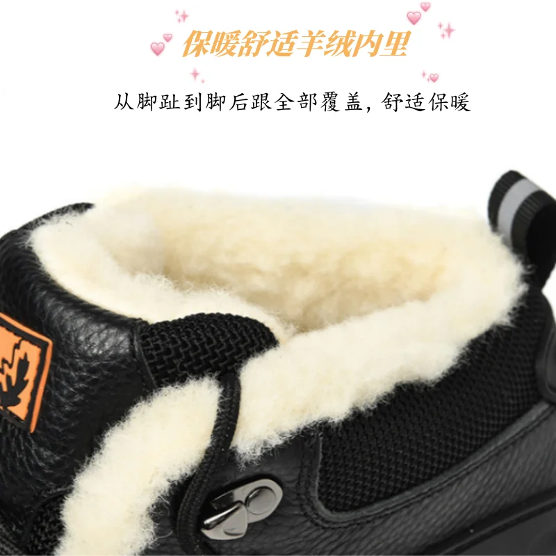 Zapatos de senderismo de cuero de vaca para hombre, botas de nieve, botas de caza de lana para mujer, zapatillas impermeables para exteriores, escalada, montaña y caminar - imagen 5