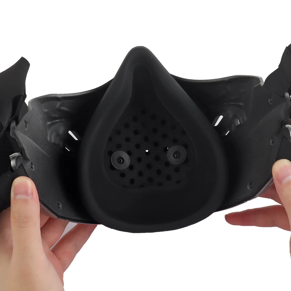 Máscara táctica Airsoft de media cara, malla transpirable, Paintball CS, juegos de guerra, máscara protectora para fiesta, Cosplay, máscaras de calavera rebeldes para Halloween - imagen 5