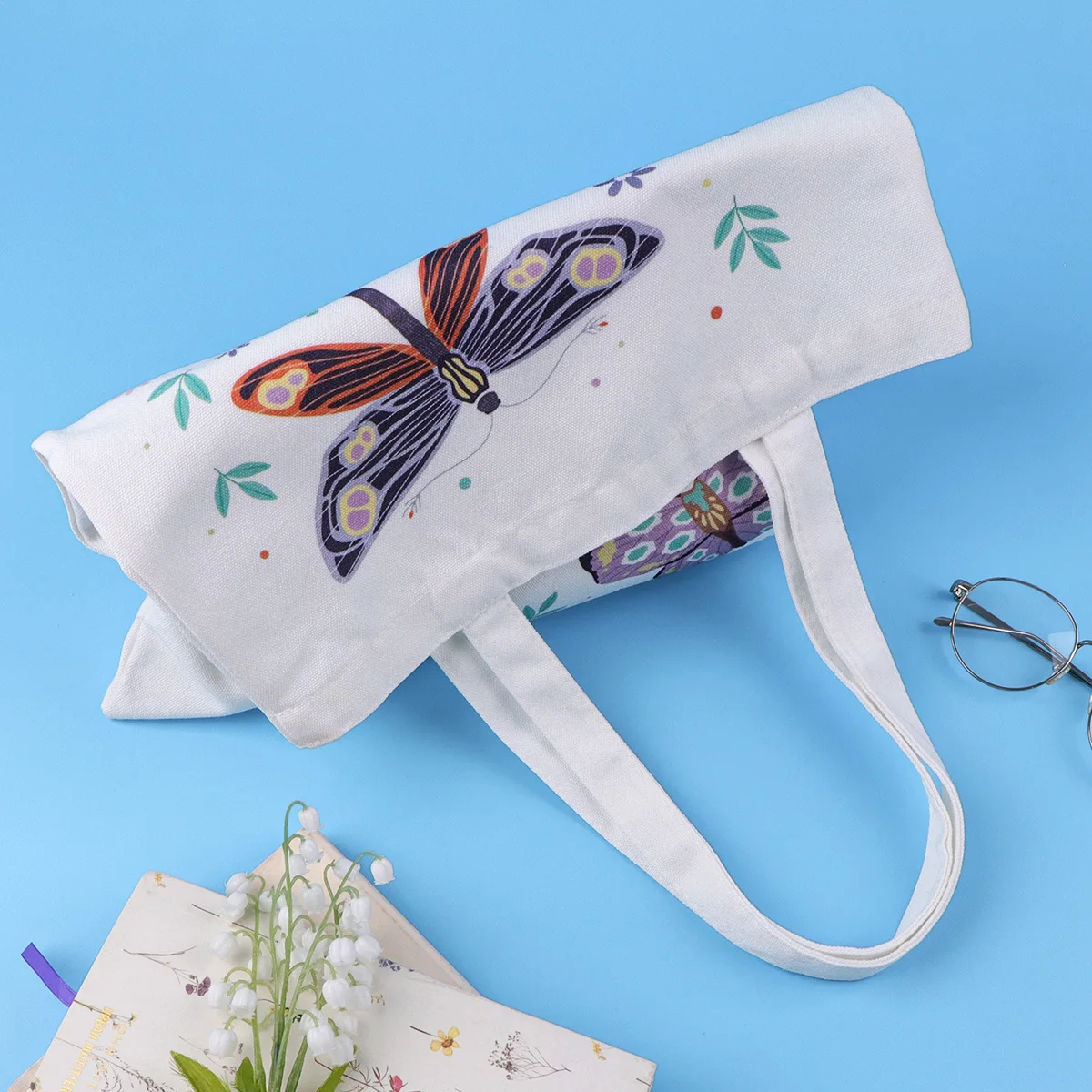 Bolso de lona plegable con mariposas, organizador portátil de hombro - imagen 2