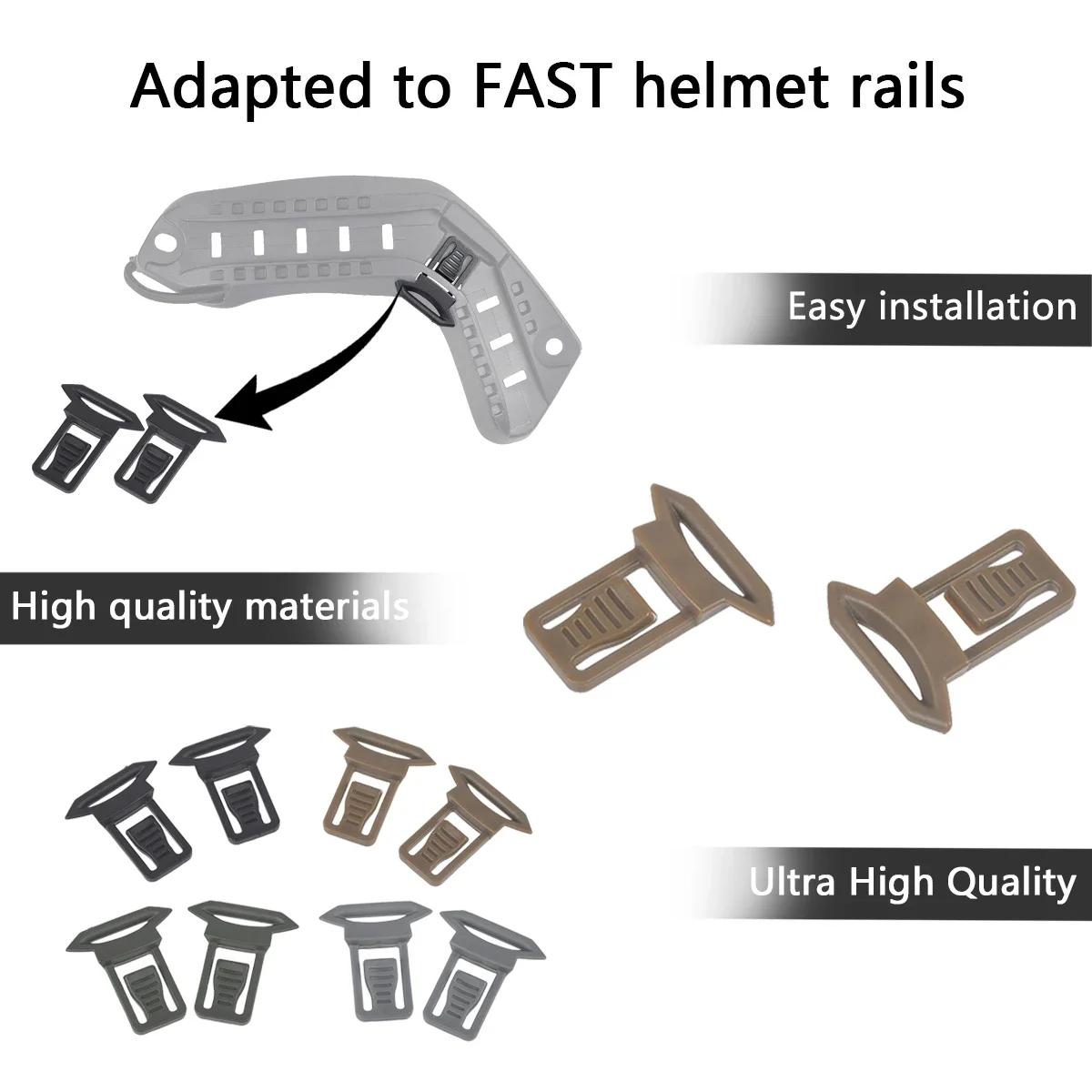Accesorio para casco de combate táctico, juego de Clips giratorios para gafas de casco de arco rápido FMA, rieles laterales para casco, juego de guerra - imagen 4