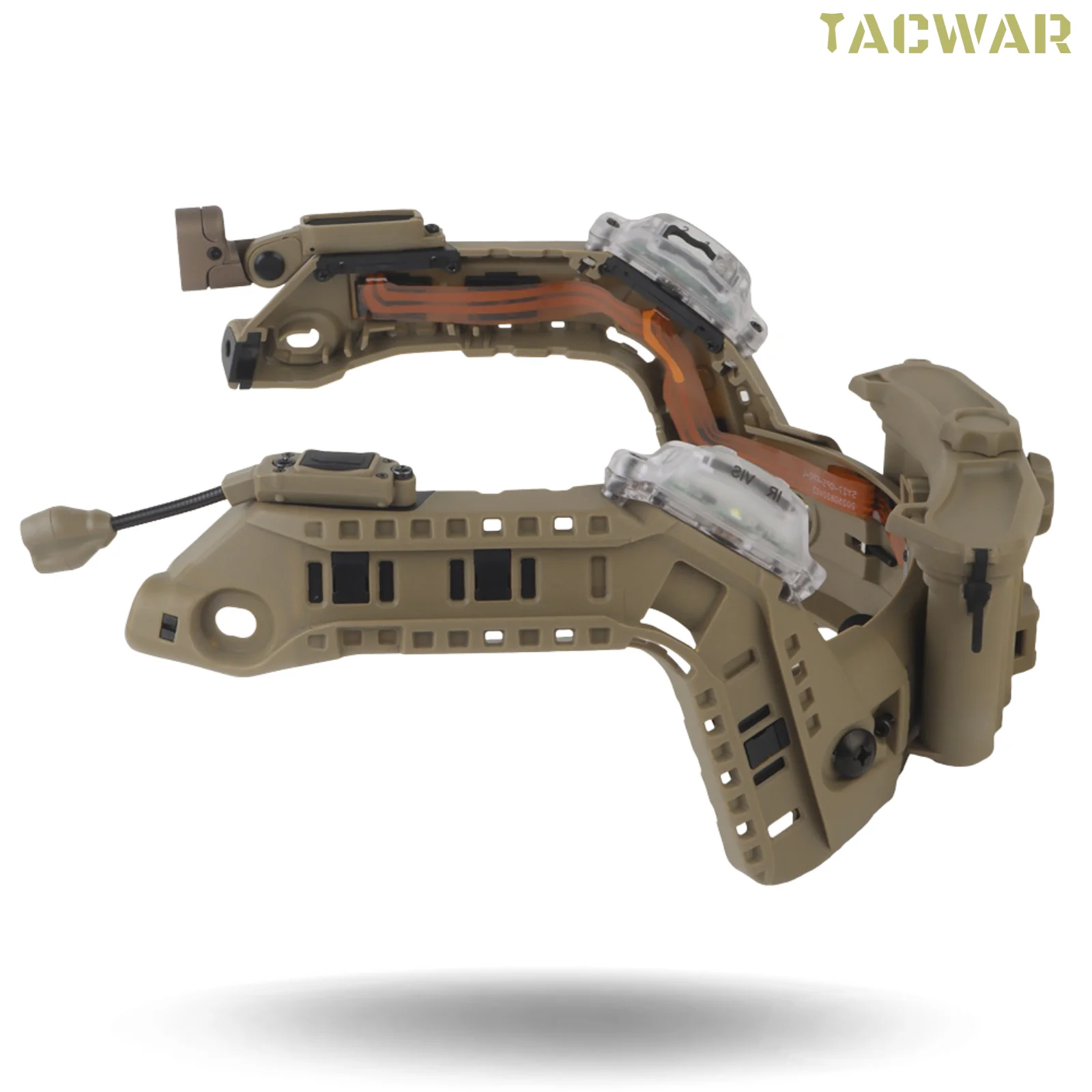 Juego de rieles de arco modulares con riel, caja de batería, luz LED y luz de señal de 2 piezas para casco rápido de corte súper alto