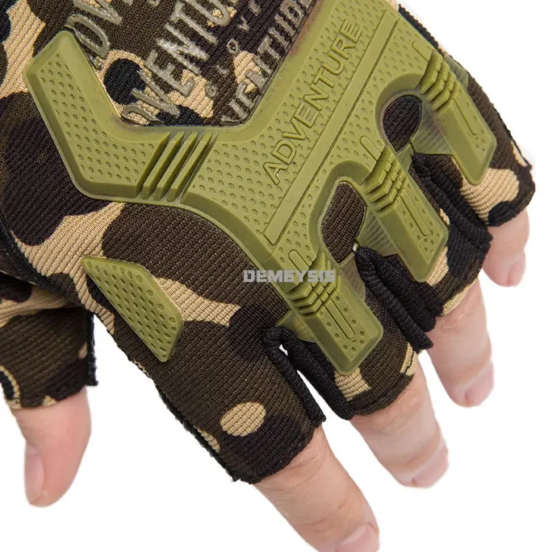Guantes tácticos sin dedos para exteriores, guantes protectores antideslizantes para senderismo, escalada, deportes, tiro, guantes de medio dedo - imagen 4