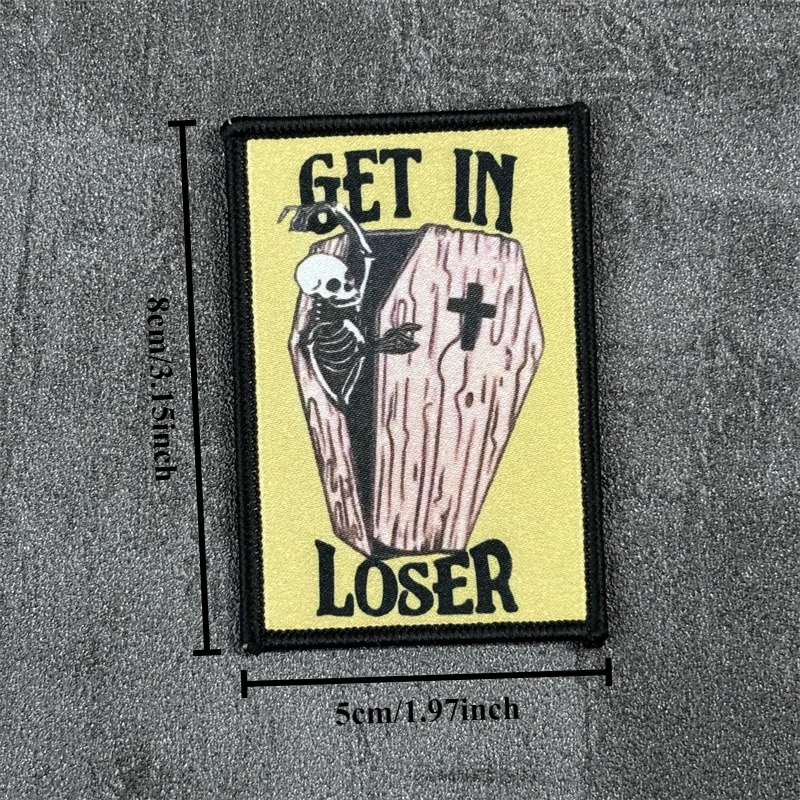 Parche táctico con estampado "GET IN LOSER" para ropa, insignia de moral militar, parches con gancho, brazalete para mochila - imagen 5