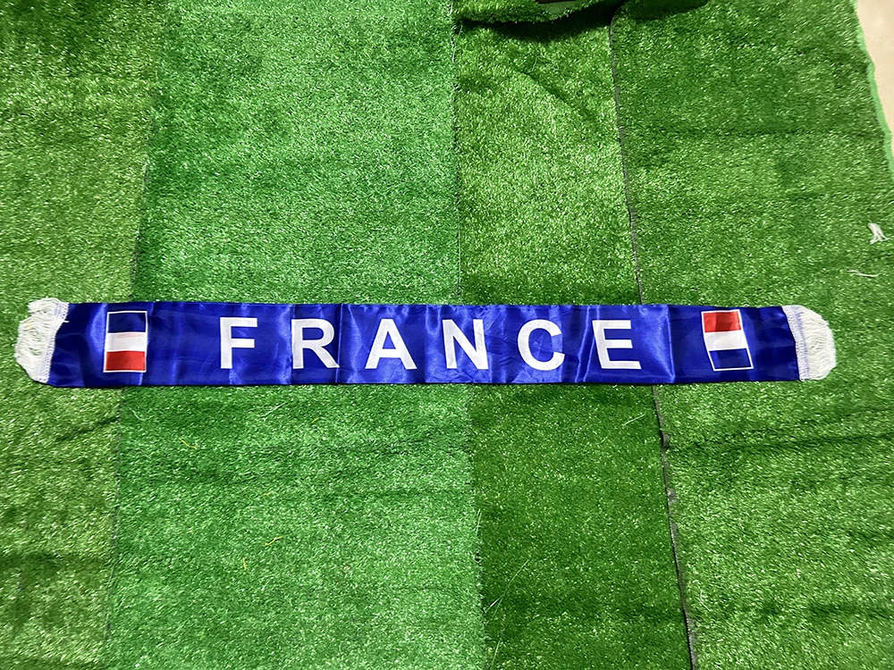 Bufanda SKY FLAG Francia, 14x130cm, doble estampado, bandera francesa, bufanda del equipo de fútbol, bufanda estampada, pancarta francesa de satén para fanáticos del deporte - imagen 3