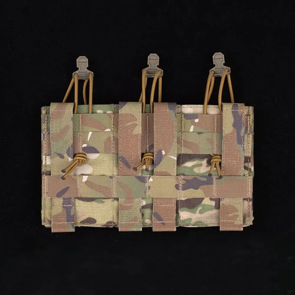 Bolsa táctica MOLLE 5,56, Triple revista, retención elástica, caza, Airsoft, M4, bolsa Mag, portador de placa K19, Placard frontal, bolsas AG - imagen 4