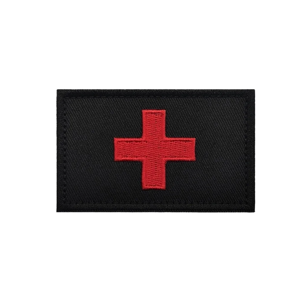 Parche cruzado médico, Velcros táctico, símbolo de primeros auxilios, insignia de sujeción con gancho bordado para pantalones vaqueros, gorra de mochila Molle