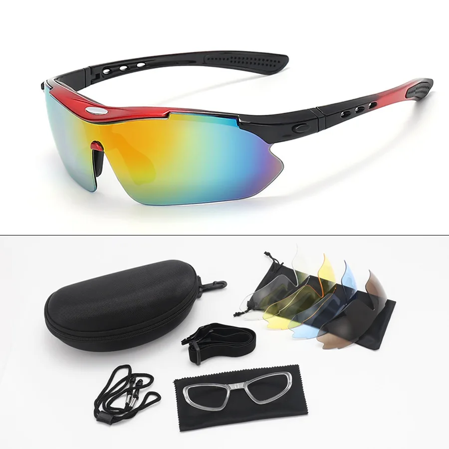 Juego de 5 lentes polarizados tácticos para hombre, gafas protectoras de seguridad para deportes al aire libre, a prueba de viento y polvo, escalada, novedad - imagen 4