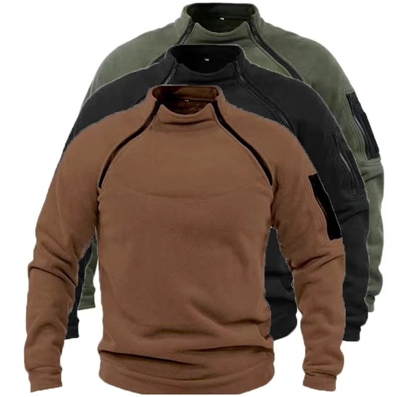 Jersey táctico de carga para hombre, sudadera militar informal, chaquetas de lana con cuello simulado, senderismo, Camping, escalada, senderismo, cortavientos