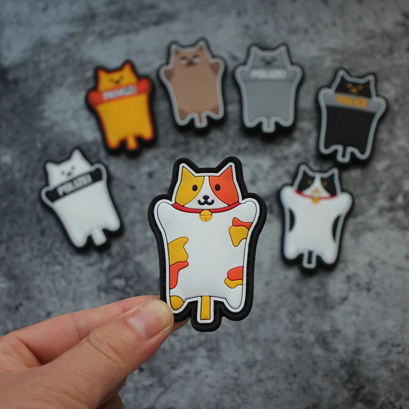 Parche de PVC 3D de dibujos animados de escudo de gato, brazalete táctico de goma suave para gatos en negro/blanco/gris/Siamés/Sanhua - imagen 4