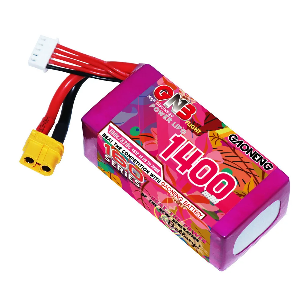 GNB-batería LiPo 4S 14,8 V 1400mAh 160C/320C para Dron de carreras, cuadricóptero, helicóptero, piezas de modelo FPV, batería recargable de 14,8 V - imagen 4