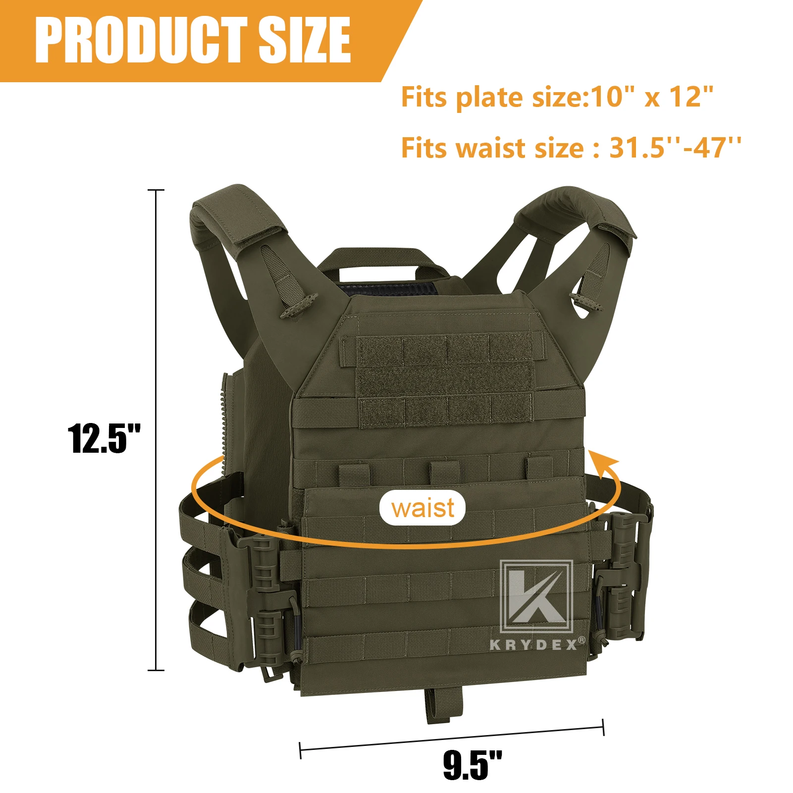 KRYDEX 500D Tactical JPC 2.0 Plate Carrier Quick Release Tube Cummerbund Assaulter Armor Vest - imagen 5