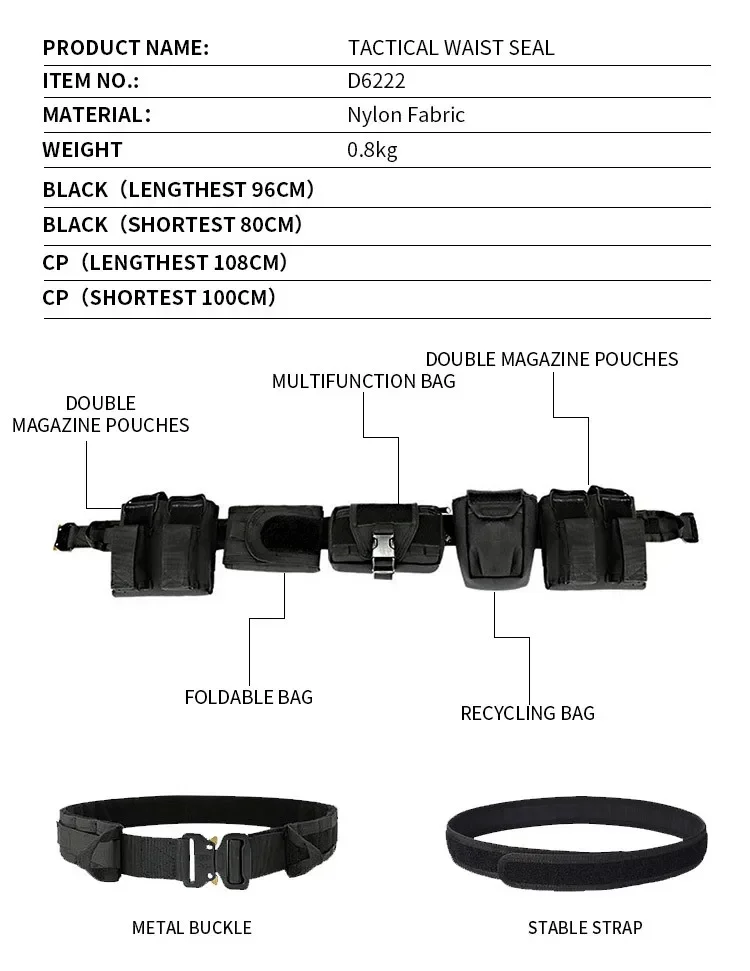 Riñonera táctica multifunción 6 en 1, bolsa de almacenamiento para escalada al aire libre, bolsa táctica para senderismo y caza, bolsa de bolsillo para cinturón de descarga - imagen 3
