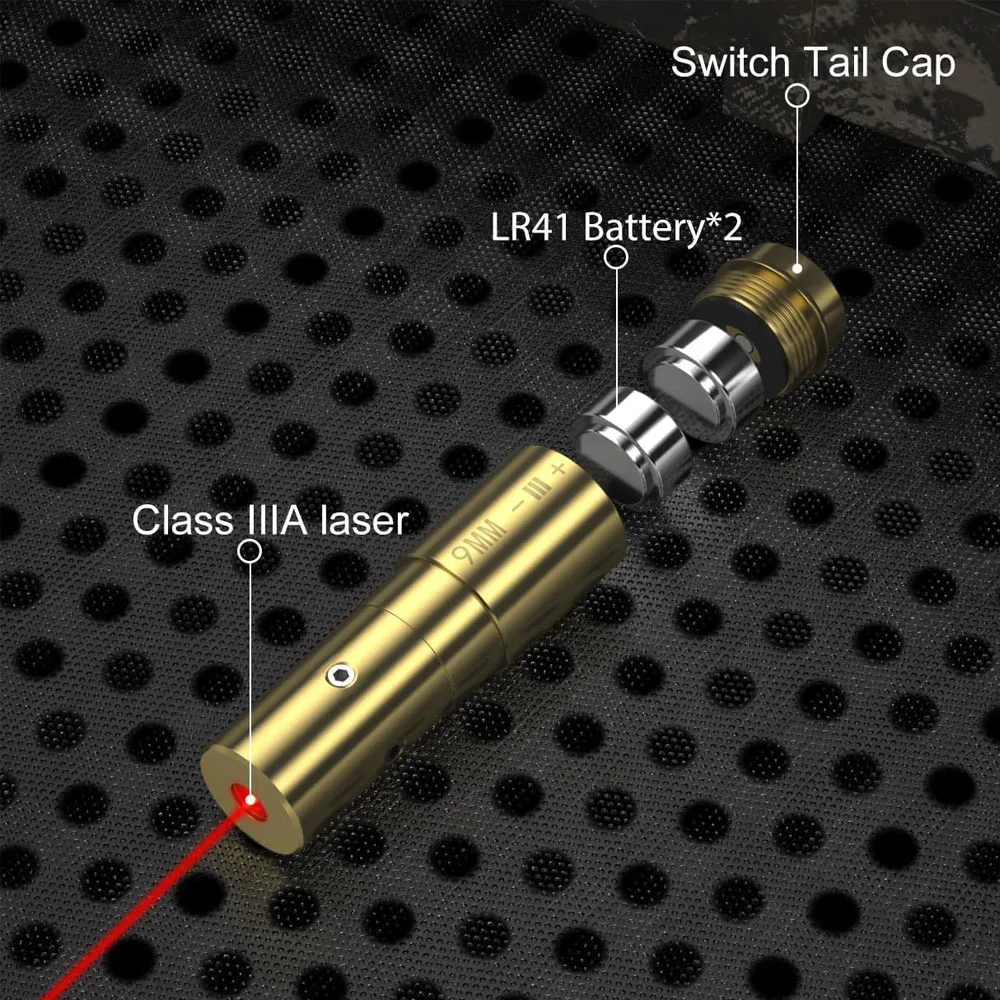 Mira de orificio láser roja, 9mm.223 5,56mm, mira de orificio con interruptor trasero, mira láser de punto rojo, mira láser de latón, accesorio de caza - imagen 4