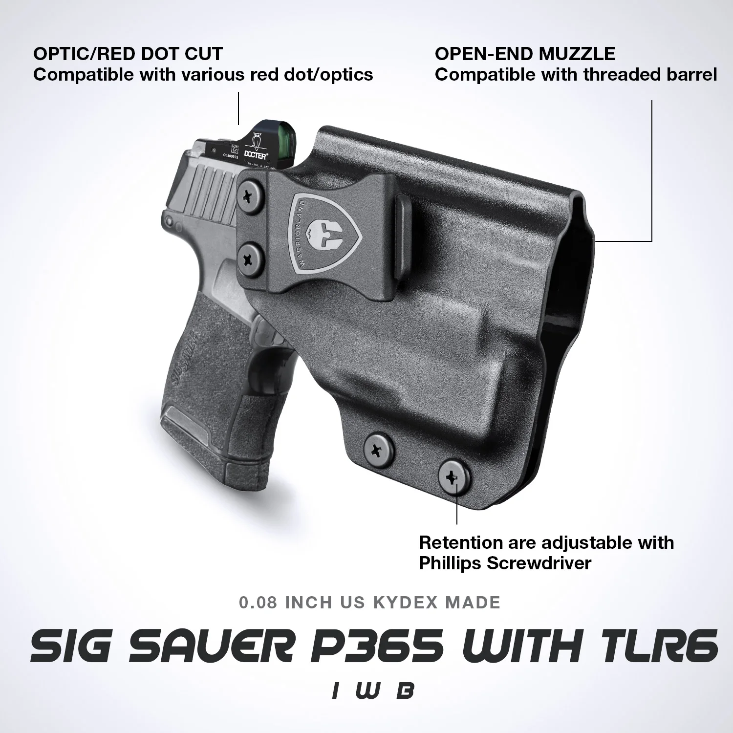 Funda P365 + TLR6, funda IWB Kydex, compatible con P365/P365X/P365 SAS/P365XL con TLR-6, corte óptico, funda de transporte oculta con pretina interior - imagen 4