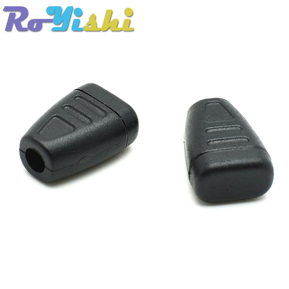 RoYishi-hebilla de Clip de cremallera, cuerda de cordón, extremos de bloqueo negro para Paracord, 10 unids/lote por paquete - imagen 4