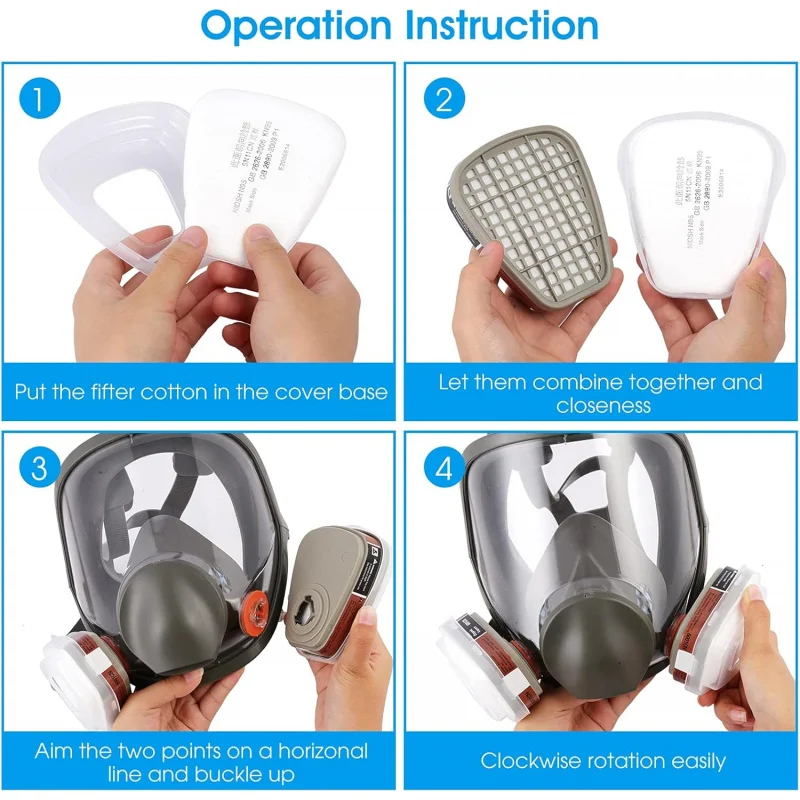 Cubierta facial completa reutilizable 6800, cubierta facial con respirador completo para pintura contra el polvo, productos químicos, teñido de formaldehído, pulverización de coche