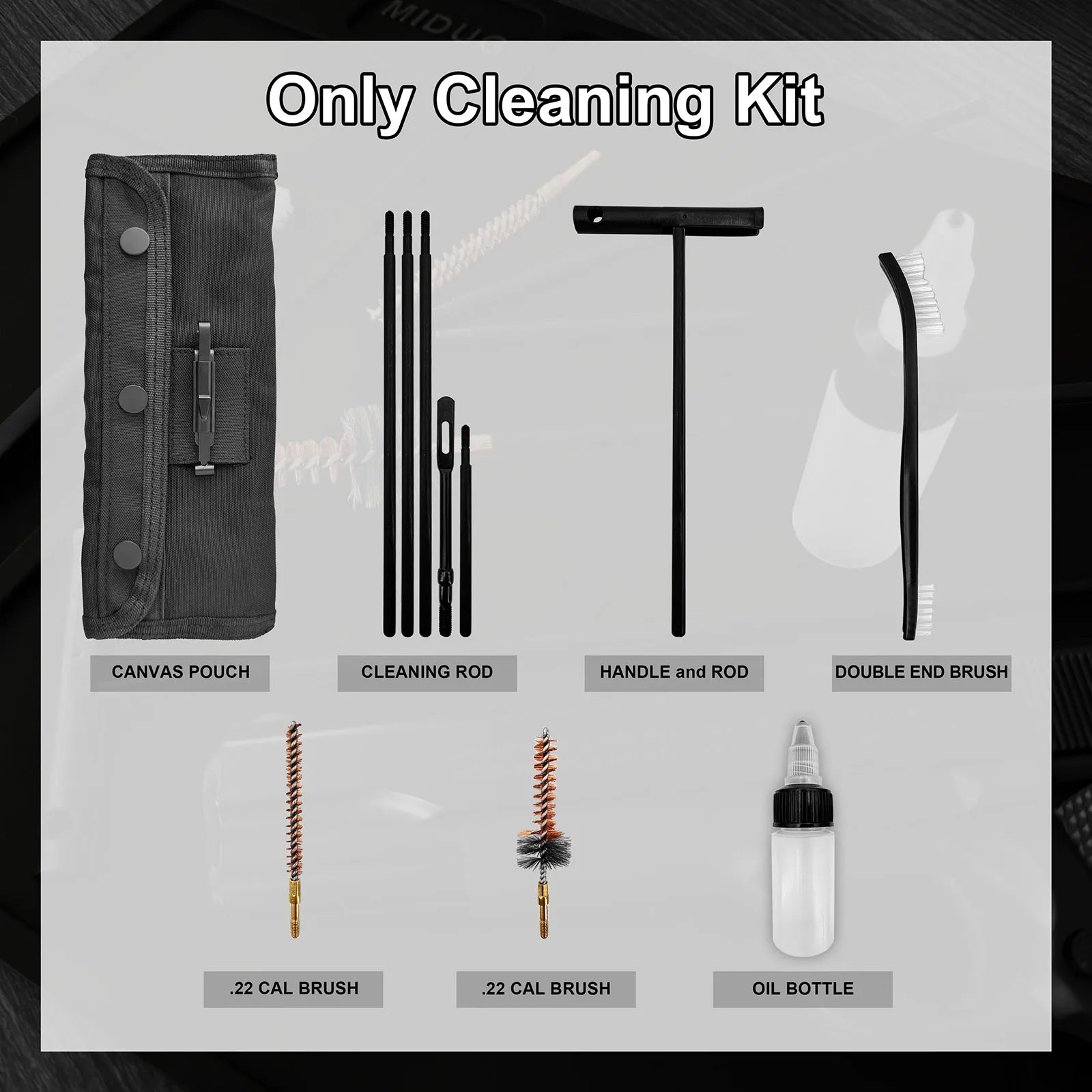 Kit de limpieza de pistola con extensores de varilla de cepillo de bronce y latón de nailon, botella de aceite, parche de 2 pulgadas para escopeta de Rifle calibre.22cal.223 556 - imagen 4