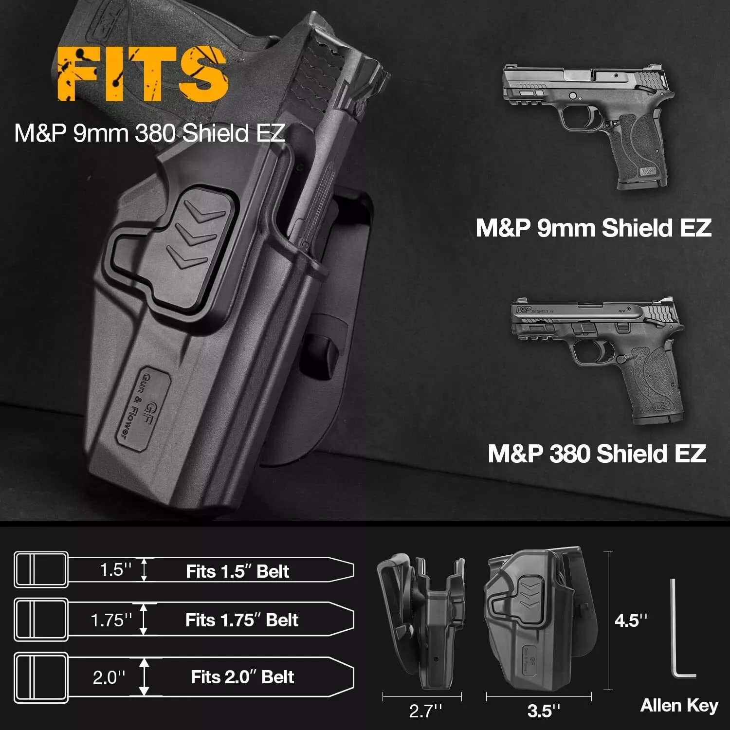 Solo para Smith & Wesson M&P Shield 380 EZ,M&P Shield 9mm EZ, funda OB, sonido de clic, punto rojo, mano derecha - imagen 2