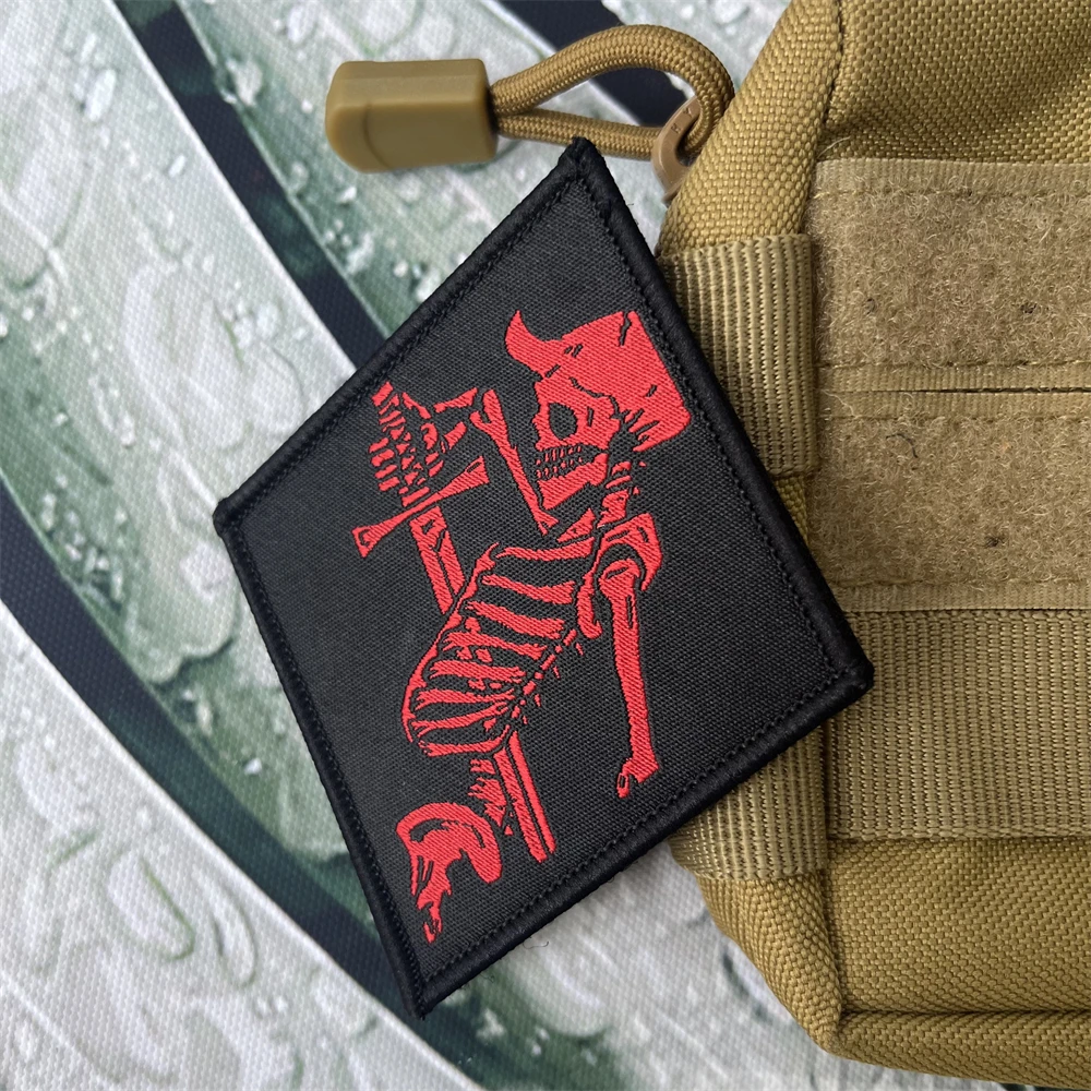 Insignia de moral impresa Doomer Cyber Blaster TFD de la Fuerza de Tarea, parches tácticos, pegatinas militares del Ejército esquelético rojo - imagen 5