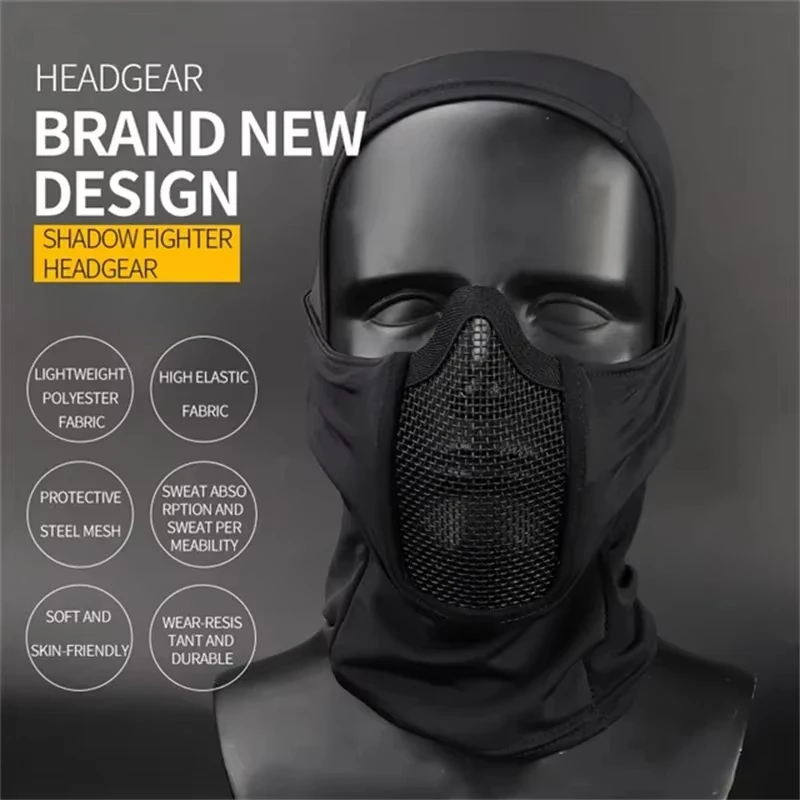 ERQYGRA-mascarilla táctica para caza y ciclismo, casco protector de seguridad, gorra deportiva, malla de acero, Paintball, equipo de tiro CS al aire libre - imagen 3