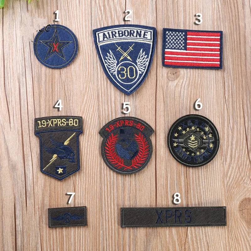 Insignias de escudo con apliques militares de bandera de EE. UU., parches de mochila bordados nacionales geniales para ropa, pegatinas de rayas DIY de moda - imagen 3