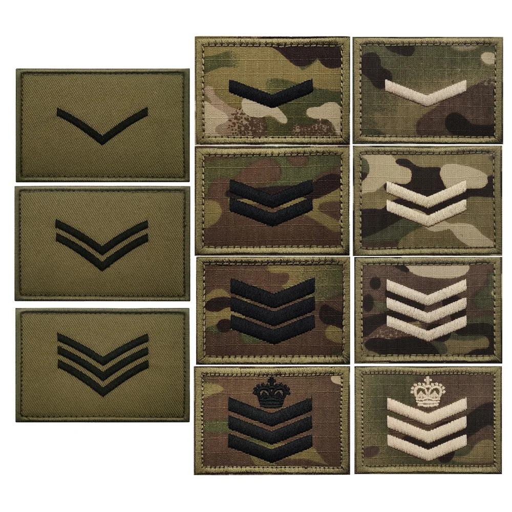 Insignias de rango militar bordadas con fondo de camuflaje táctico
