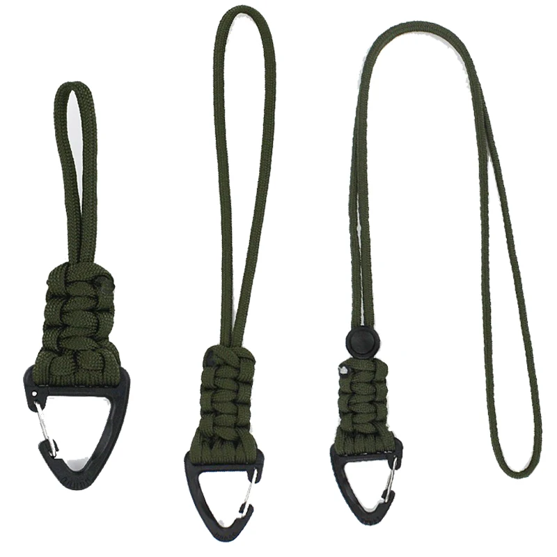 LLavero de Paracord de nailon trenzado militar, 1 piezas, 12/22/46cm, hebilla triangular de Metal, cordón de paracaídas de alta resistencia, mosquetón - imagen 3