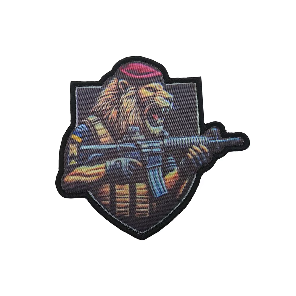 Parche táctico soldado león bordado – Velcro para mochila MOLLE