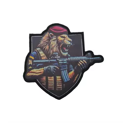 Parche táctico soldado león bordado – Velcro para mochila MOLLE