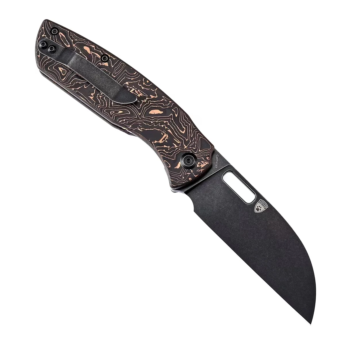 Kansept Convict cuchillo plegable EDC hoja damasco CPM-S35VN Micarta - imagen 3