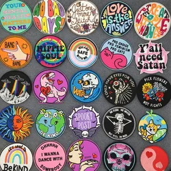 Parches redondos bordados para ropa, pegatinas para planchar, rayas, apliques Diy, pegatinas para ropa