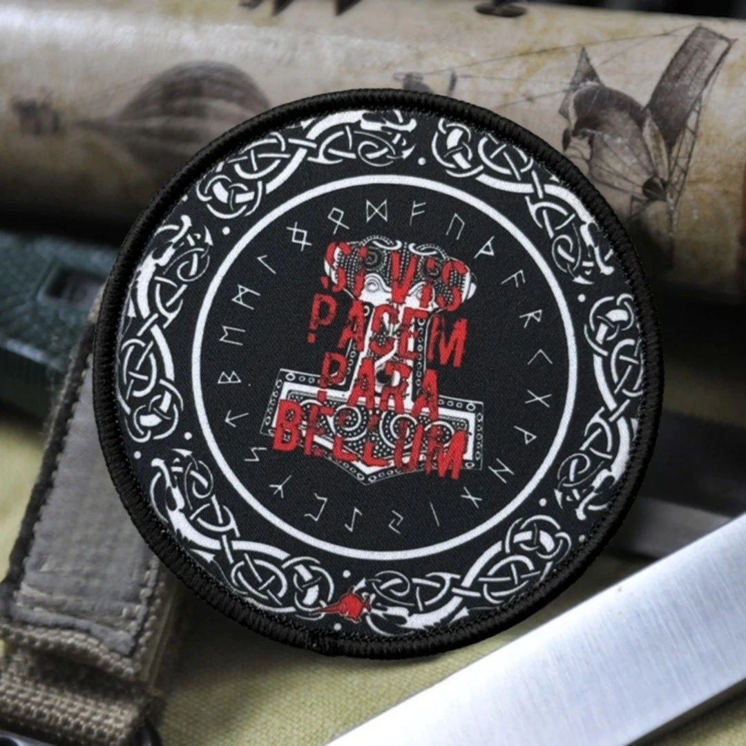 Parche táctico Hammer Morale "SI VIS PACEM PARA BELLUM", parches de gancho impresos para ropa, equipo militar, pegatina para mochila - imagen 4