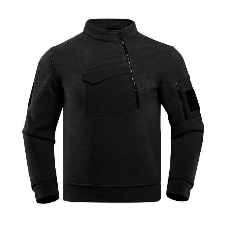 Chaqueta de cuello de lana gruesa para hombre, parte superior de felpa, camisa de fondo cálido de cuello alto para exteriores, Otoño e Invierno - imagen 2