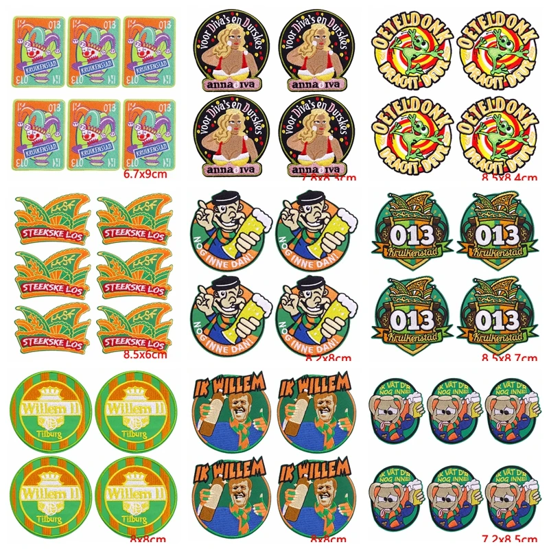 10 unids/lote parche Oeteldonk de Países Bajos parches para planchar para ropa insignia de rayas de Carnaval holandés parches bordados en la ropa