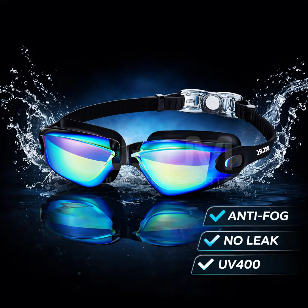 JSJM Gafas de natación antivaho con funda impermeable y gorro - imagen 3