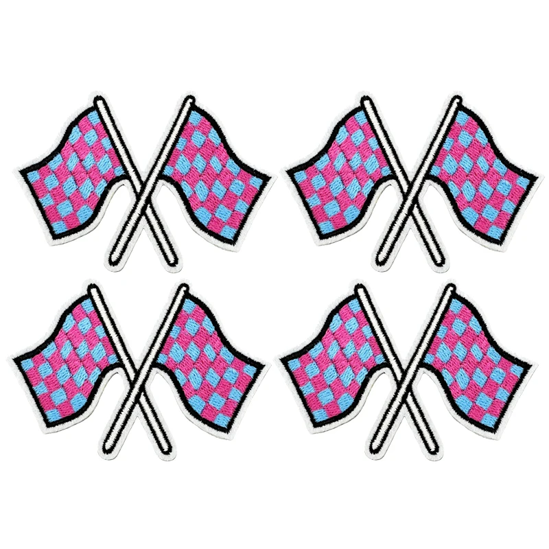 10 Uds. De insignias de costura bordadas con bandera a cuadros coloridas, sombreros DIY, chaquetas, mochila, parche para planchar para ropa, parche de bandera DIY - imagen 5