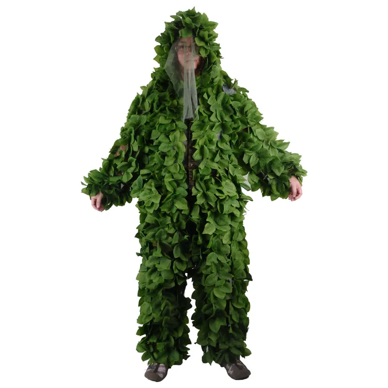 Traje de hojas verdes de camuflaje biónico con flores adhesivas, traje Ghillie para caza y pesca, ropa de combate táctica CS resistente al desgaste - imagen 2