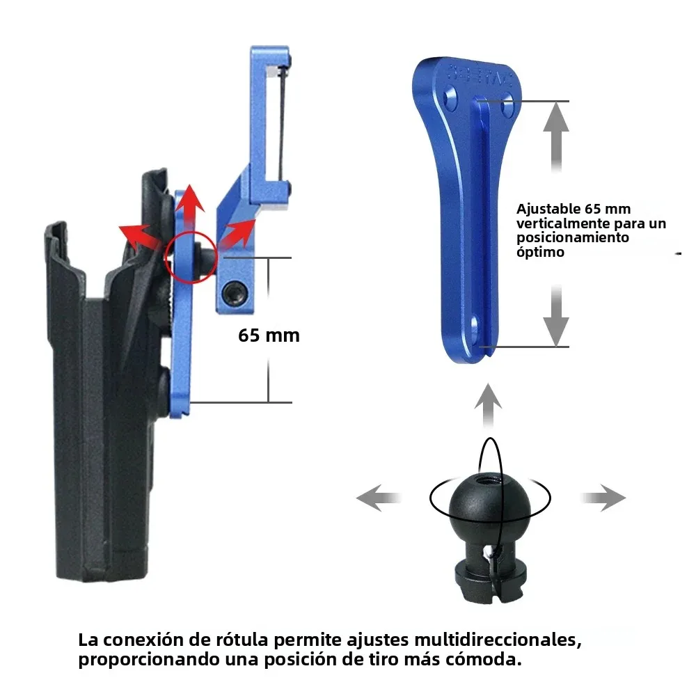 SOETAC IPSC IDPA adaptador de pistolera ajustable tipo T CNC aluminio competición engranaje de extracción rápida accesorios ipsc multiángulo - imagen 2
