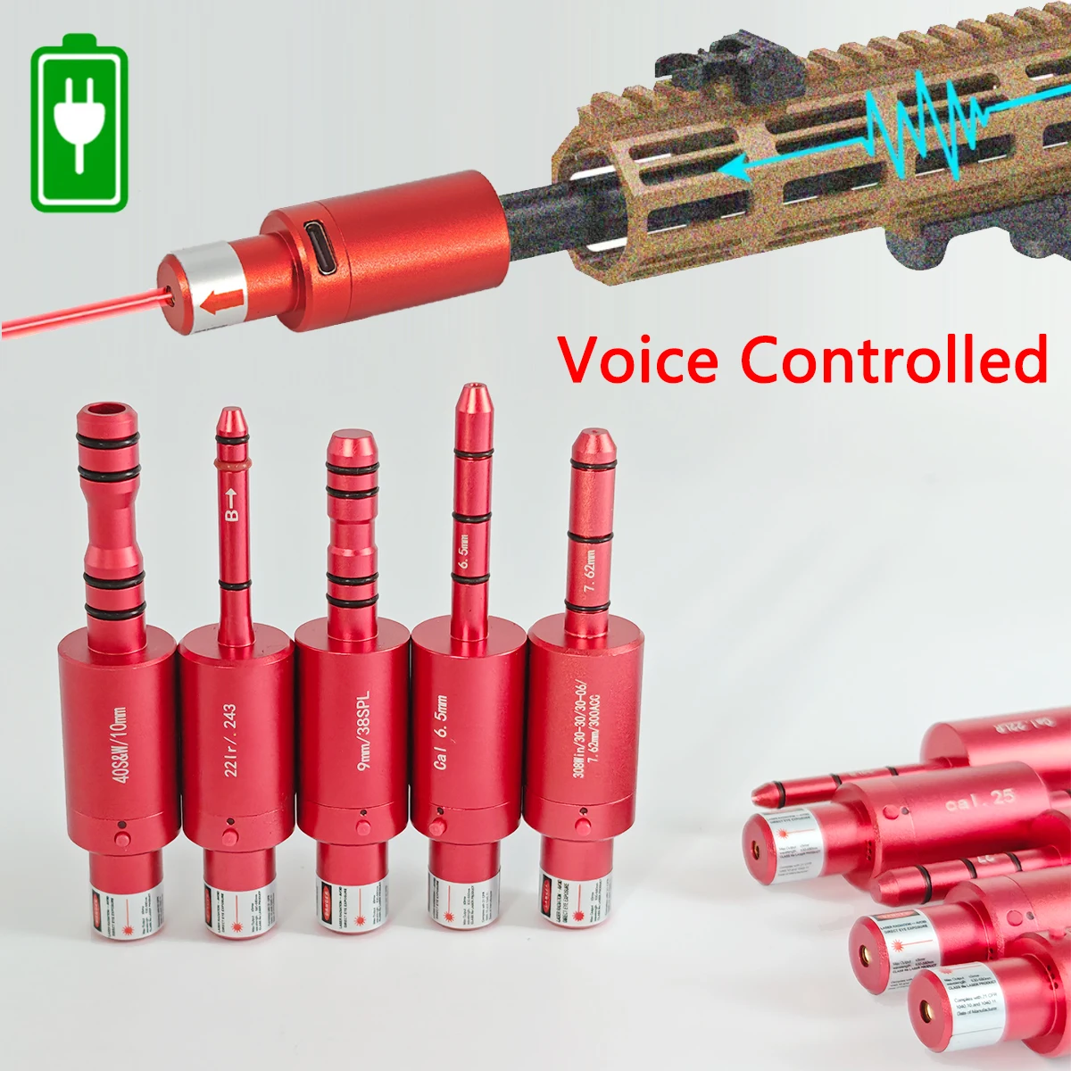 22LR..243 Entrenador de emisiones láser rojo controlado por voz 12GA 9 mm Disparo láser Entrenamiento de fuego seco Calibrador de luz infrarroja 2 en 1 - imagen 2