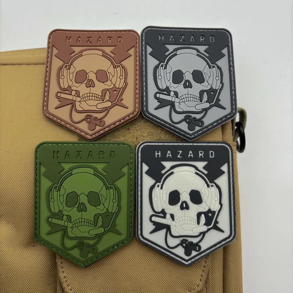 Dangerous Skeleton Soldier Morale Tactical Patch Military Armband 3D PVC Hook and Loop Patches for Clothing Backpack Sticker