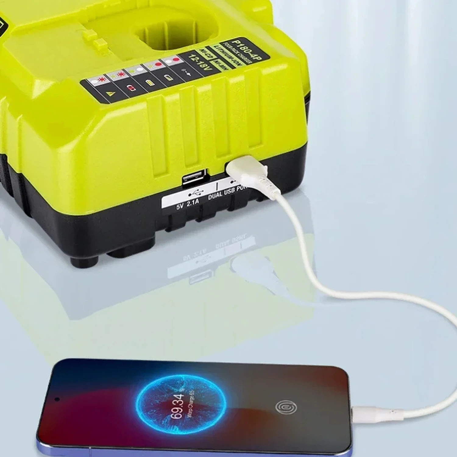 Cargador de repuesto de 4 puertos para Ryobi NiCD NiMH Li-ion12V 14,4 V 18V batería P107 P108 P108 ONE + P110 carga rápida con USB Dual - imagen 2