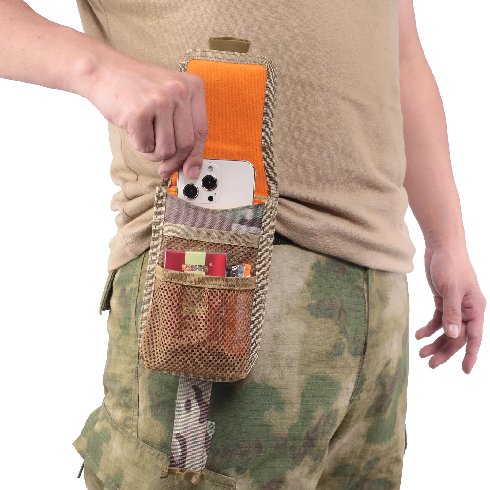 Bolsa Molle de doble capa para teléfono móvil, tarjetero, billetera para acampar al aire libre, senderismo, accesorios de caza, herramientas EDC, riñonera - imagen 3