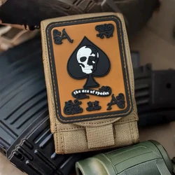 Parche de calavera de moral divertido "THE ACE OF SPADES", brazalete táctico, parches de gancho y bucle de PVC, mochila para exteriores, pegatinas con apliques personalizados